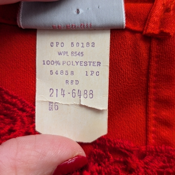 Vintage Retro JCPenney Red 80s Fashion Glam Dress Lace Ruffle Waist Skirt Size 6 - Picture 11 of 12